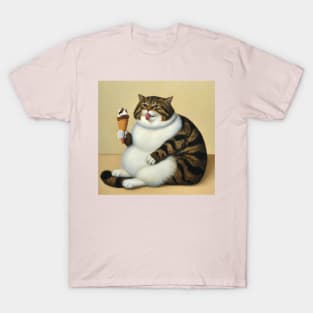 Chonky cat eating ice cream T-Shirt